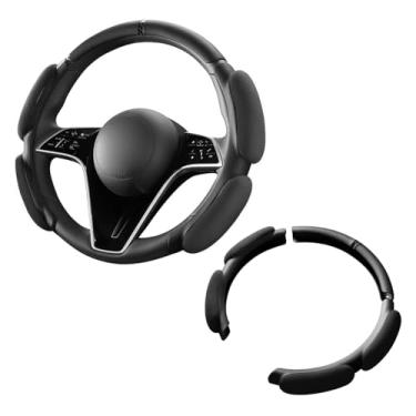 Imagem de FALVFUN 3 peças/conjunto de capa de volante de carro, protetor de direção de veículo antiderrapante segmentado, acessórios de capa de roda interna automotiva, universal para SUV, Sedan, caminhão