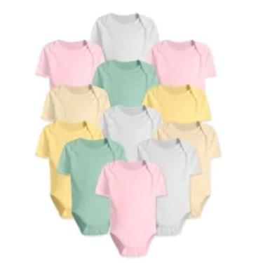 Imagem de Kit Enxoval Roupinha de Bebê 12 Pçs Body Manga Curta Liso - Koala Baby