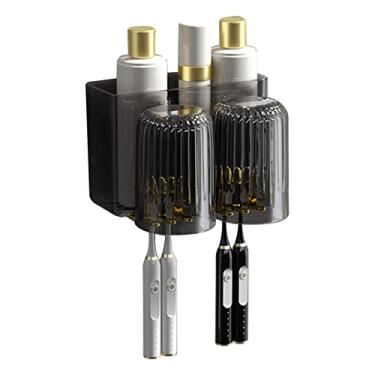 Imagem de Generic Cabide do Organizador da Escova de Dentes, Organizador Fixado na Parede do Armazenamento da Escova de Dentes Economia de Espaço Higiênico Inodoro para o Banheiro (2 xícaras pretas)