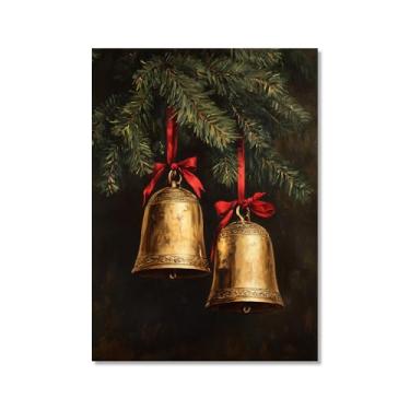 Imagem de Vintage Natal Papai Noel árvore de Natal boneco de neve impressões pintura em tela cenário de inverno imagens de arte de parede para sala de estar decoração de casa (SKU4,12x45,7 cm = (30x45 cm), sem