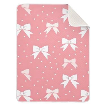 Imagem de xigua Cobertor de bebê com laços brancos para bebês, cobertores leves e macios de algodão para berço, carrinho de bebê, berçário, 76 x 101 cm