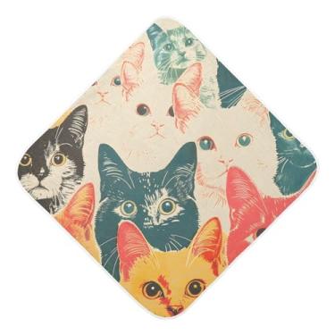 Imagem de Toalhas de bebê com capuz ultra macias absorventes toalhas de banho coloridas gatos musselina algodão toalhas de banho para recém-nascidos bebês 76 x 76 centímetros