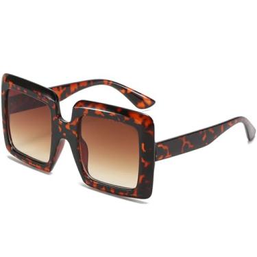 Imagem de Óculos de Sol Feminino Oversized com Lentes Degradê e Proteção UV400 para Homens e Mulheres, Ideais para Esportes ao Ar Livre, Corrida e Ciclismo, Estampa de Leopardo