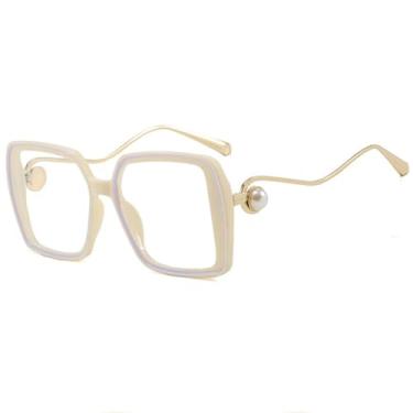 Imagem de Óculos de Sol Feminino e Masculino Oversized com Armação Metálica Gradiente e Proteção UV400 para Esportes ao Ar Livre, Corrida e Ciclismo, Bege e Transparente