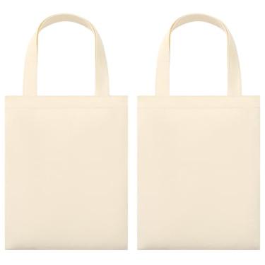 Imagem de Phicorn Sacolas pequenas de algodão, 23 cm x 28 cm, sacolas de lona reutilizáveis lisas e impressas para artesanato DIY, uso diário e presentes de férias (embalagem com 02 em branco)