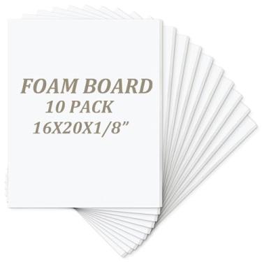 Imagem de Mat Board Center, pacote com 10 placas de espuma sem ácido, placas de espuma branca de 40,6 x 50,8 cm, 1/20.3 cm de espessura