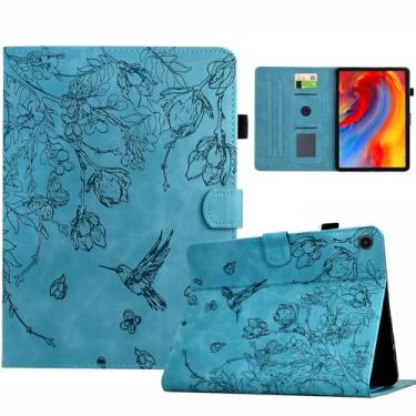 Imagem de Newhalper Capa de tablet para Samsung Galaxy Tab A11+/A11 Plus 27.9 cm 2025, carteira flip de couro PU, estampa de pássaros, capa à prova de choque para Galaxy Tab A9+/A9 Plus 2023, azul claro