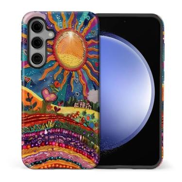 Imagem de CARLOCA Capa para Samsung Galaxy S25 FE, design de azulejos de mosaico celestial Sun - Proteção dupla híbrida TPU macio + PC rígido, capa antiarranhões à prova de choque masculina e feminina elegante