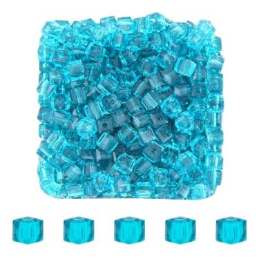 Imagem de Mandala Crafts Contas de cristal de cubo turquesa de 4 mm – 500 contas de vidro facetadas para fabricação de joias, suprimentos de contas, artesanato DIY, pulseiras, colares, brincos e contas