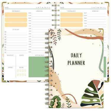 Imagem de Planejador diário estético sem data, lista de tarefas com programação por hora, planejador de trabalho de capa dura A5 para se manter organizado e aumentar a produtividade, planejador sem data para material escolar de escritório, 160 páginas