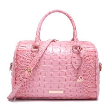 Imagem de Makcr Joacbv Bolsas de crocodilo com alça superior para mulheres, bolsas de couro transversais, bolsa moderna de grande capacidade com alça de ombro, 1 rosa