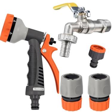 Imagem de Esguicho Hidropistola 6 Jatos + Engate Rápido 1/2" + Bico Torneira + Torneira de Metal Para Jardim 1/2"