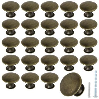 Imagem de Moicstiy Puxadores de puxador de armário de cozinha de bronze antigo Breen 24 peças, puxadores de gaveta redondos vintage de 30 mm para cômoda, armário, banheiro, cozinha, armário