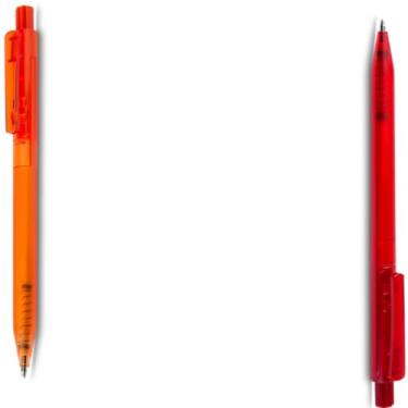 Imagem de Caneta Esferográfica em Alumínio Reciclado, Retrátil, Escrita Azul, Corpo Emborrachado, Ponta Touch, Refil Tipo Parker, Ambidestro, 15g (Laranja e Vermelho)