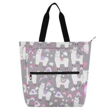 Imagem de GAIGEO Linda bolsa de trabalho feminina cinza decorativa de lona com zíper bolsa de praia para uso diário amantes de livros