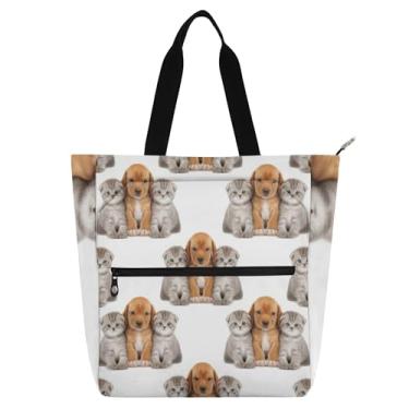 Imagem de Linda bolsa de trabalho feminina para cães e gatos bolsa de trabalho de lona para escola universitária bolsas professores bolsas para amantes de livros presentes