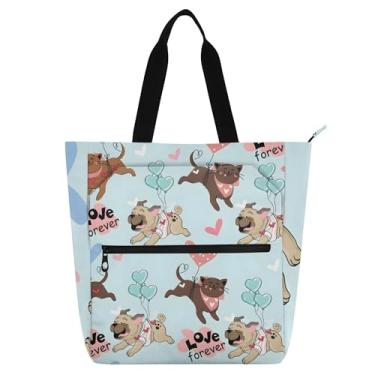 Imagem de GAIGEO Sacola feminina com balão de ar quente de animais fofos para trabalho, lona, praia, livros, tecido com zíper, presente para amantes de livros