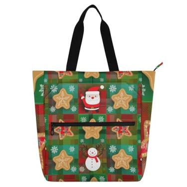 Imagem de GAIGEO Sacola feminina vermelha verde para trabalho com patchwork de retalhos de lona com zíper bolsa de praia para professores com compartimentos