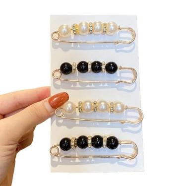 Imagem de Conjunto de 4 peças de broche de segurança vintage pérola para mulheres meninas roupas da moda suéter decoração xale (12)