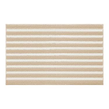 Imagem de GRANNY SAYS Tapete de banho listrado, 40,6 cm x 61 cm bege