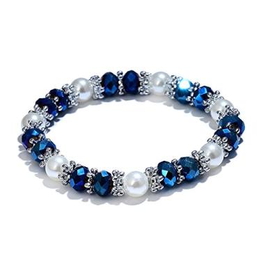 Imagem de Pulseira elegante com strass colorido brilhante pérola falsa pulseira pulseira pulseira feminina joia presente de aniversário - preto útil, One Size, Cristal, Sem Pedra Preciosa