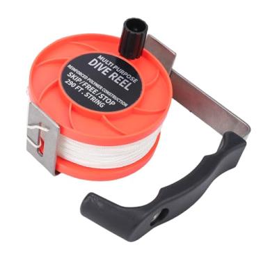 Imagem de Alomejor Carretel de Mergulho Com Rolha de Polegar, Suporte de Linha de Mergulho Subaquático de Segurança, âncora de Caiaque para Com Snorkel Linha Branca de 290 Pés (Laranja)