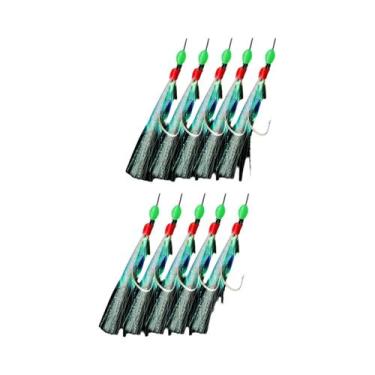 Imagem de Anzóis Triplos De Aço Carbono Branco Que Brilham No Escuro Para Salmão