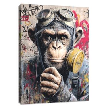 Imagem de Juepilory Arte abstrata de parede de macaco em tela abstrata decoração de parede de macaco decoração de parede legal pinturas para sala de estar quarto decorações de casa decoração de parede de