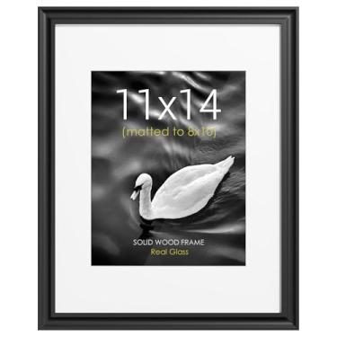 Imagem de Abtgt Porta-retrato 28 x 35 cm, moldura de madeira maciça, com vidro temperado HD e painel traseiro preto, tela 20 x 25 com tapete ou 28 x 35 sem tapete, parede ou mesa, preto, 1 pacote