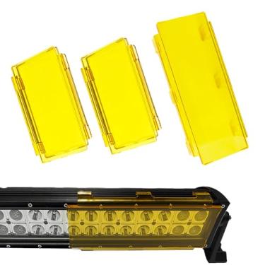 Imagem de Kit de cobertura de lente de barra de luz LED amarela de 50,8 cm - Capas de policarbonato duráveis de encaixe de 5 x 1 x 20 cm para a maioria das barras de LED off-road retas/curvas de 7,6 cm de