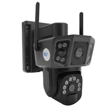 Imagem de Câmeras de Segurança Solar Ao Ar Livre, 4k 8mp HD Duas Câmera Externa Alimentada por Bateria da Lente, Segurança Doméstica de Wifi Com Destaque Colorido Noturna Ip55 à Prova D'água