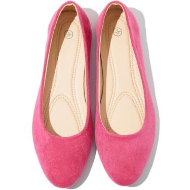Imagem de Shupua Sapatilhas para mulheres, bico redondo, sapatilhas, sapatilhas de balé pretas elegantes, confortáveis, sapatos sociais para mulher, sapatilhas de bailarina para o trabalho, rosa, 10