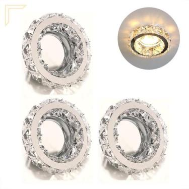 Imagem de 3 Spot Embutir De Cristal Redondo K9 Mr16 Corredor Lup70 - Acende A Lu