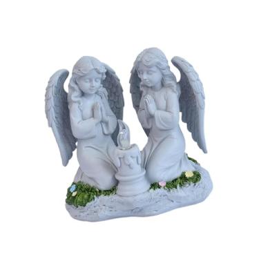 Imagem de Ｂｅｓｇａ Estátua de anjo movida a energia solar, ornamento criativo em resina com luzes, ideal para jardim, pátio, e paisagismo, Oração