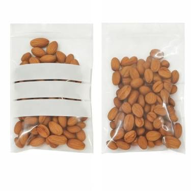 Imagem de YDJIANCAI 100 unidades de sacos de armazenamento de alimentos espessos transparentes e resseláveis com área de etiqueta - Sacos herméticos com zíper de 3,14 Mil para café, nozes, especiarias, lanches