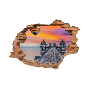 Imagem de Adesivos De Parede Impermeáveis 3D Com Vista Do Mar Paisagens De Praia