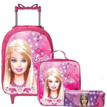 Imagem de Kit Mochila Rodinhas + Lancheira + Estojo Barbie - Mali Modinha Kids