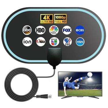Imagem de Antena de TV para Smart TV, Antena de TV Digital HD Amplificada 2024, Antena de TV de Longo Alcance Suporta 4K 1080p Todas as TVs, Antena Digital com Amplificador de Sinal Amplificador Cabo HDTV
