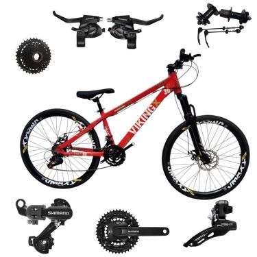 Imagem de Bicicleta 26 VikingX Tuff30 24v Shimano Cubo e Catraca K7 Pneu Slick Fino Preto1.50-Unissex