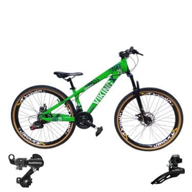 Imagem de Bicicleta 26 VikingX T25 24v Cambio Dianteiro e Traseiro Shimano Pneu Aro 26 Balão Faixa Amarela-Unissex