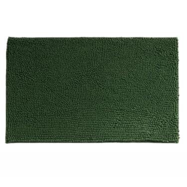 Imagem de Tapete Banheiro 38x58cm Antiderrapante Bolinha Macarrão lavabo casa felpudo box absorvente água(Kit 2,Verde Escuro)