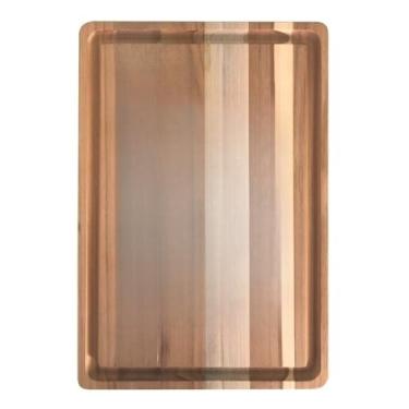 Imagem de Tábua de corte retangular em madeira natural para churrasco e cozinha 28x20x2cm ideal para preparo de alimentos (3 UNIDADES)