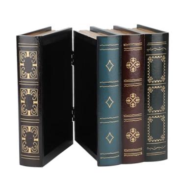 Imagem de Asixxsix Caixa de Armazenamento Decorativa Em Forma de Livro, Organizador de Bugigangas de Couro Sintético Vintage Com Compartimento Oculto para Joias, Fotos, Documentos, Decoração de (B)