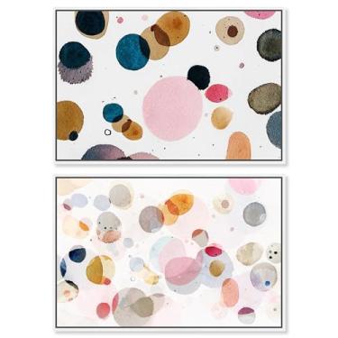 Imagem de Blush Boho Minimalista Impressão em Tela Banheiro Conjunto de 2 Arte de Parede por Art Remedy, Moldura Branca, 76 x 50