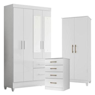 Imagem de Guarda Roupa com Espelho Infantil Sobral com Cômoda MS913 e Armário Mu