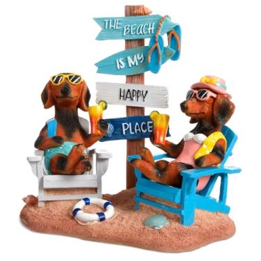 Imagem de Wonderjune Decoração de Natal de praia Cadeira Costal Resina com Estatueta de Animais Ornamento para Natal, Casa de Praia Mesa Mesa Mantle Decoração ou Presente de Festa de Inauguração de Casa 18 x 18