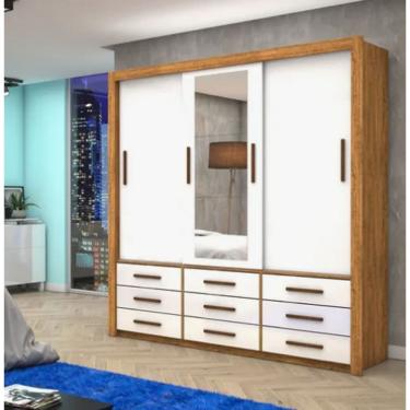Imagem de Guarda Roupa Anjos Com Espelho Cinamomo/Branco Carioca Móveis