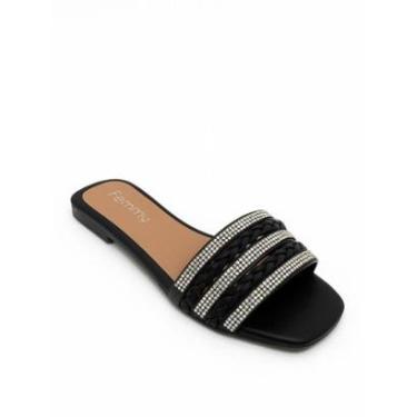 Imagem de Sandália Feminina Rasteirinha Femmy Strass Trança Color-Feminino