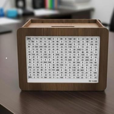 Imagem de Cofre Desafio 10 Mil Mdf Guardar Dinheiro Porta Moedas Caixa De Dinheiro(MARROM)