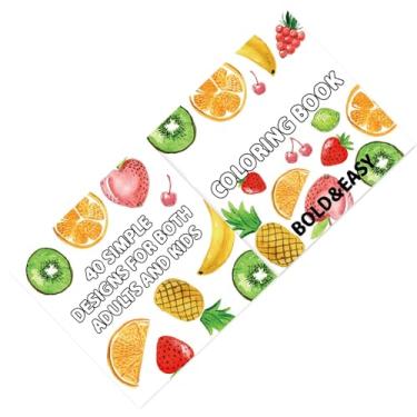 Imagem de Livro para colorir fácil de frutas, Livro para colorir de frutas para crianças | Livro de pintura criativa de frutas,Livro de pintura educacional de desenhos animados com 40 páginas, livros para color